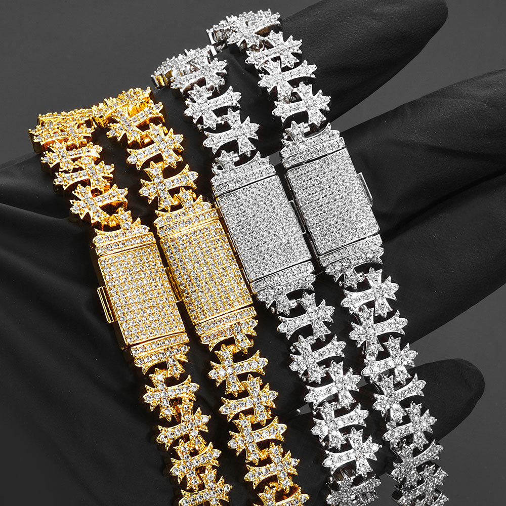 11mm Iced Out Cross Cuban Link Chain Necklace