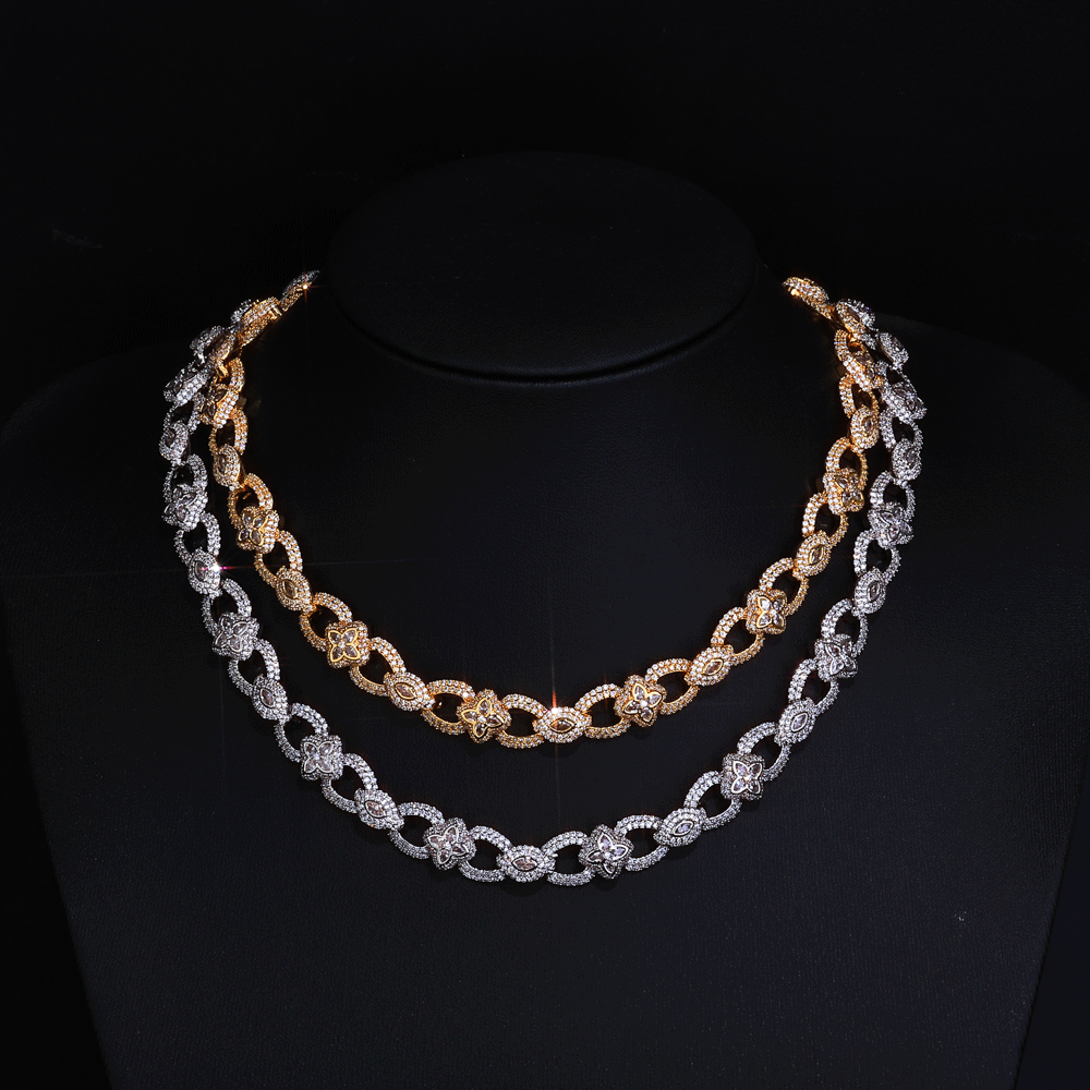 Four Leaf Clover Cross with Eye Link Chain Necklace