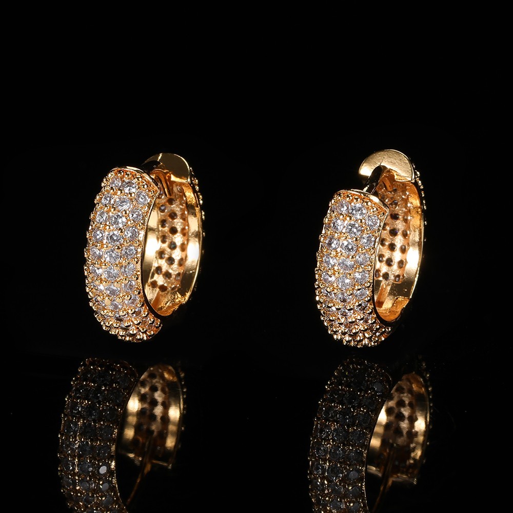 CZ Iced Huggie Hoop Earrings