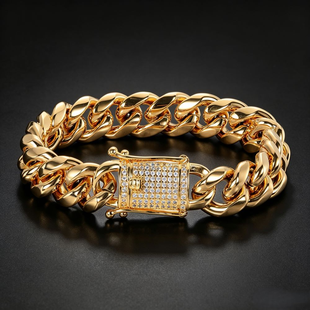 12mm Iced Out CZ Iced Clasp Miami Cuban Link Bracelet