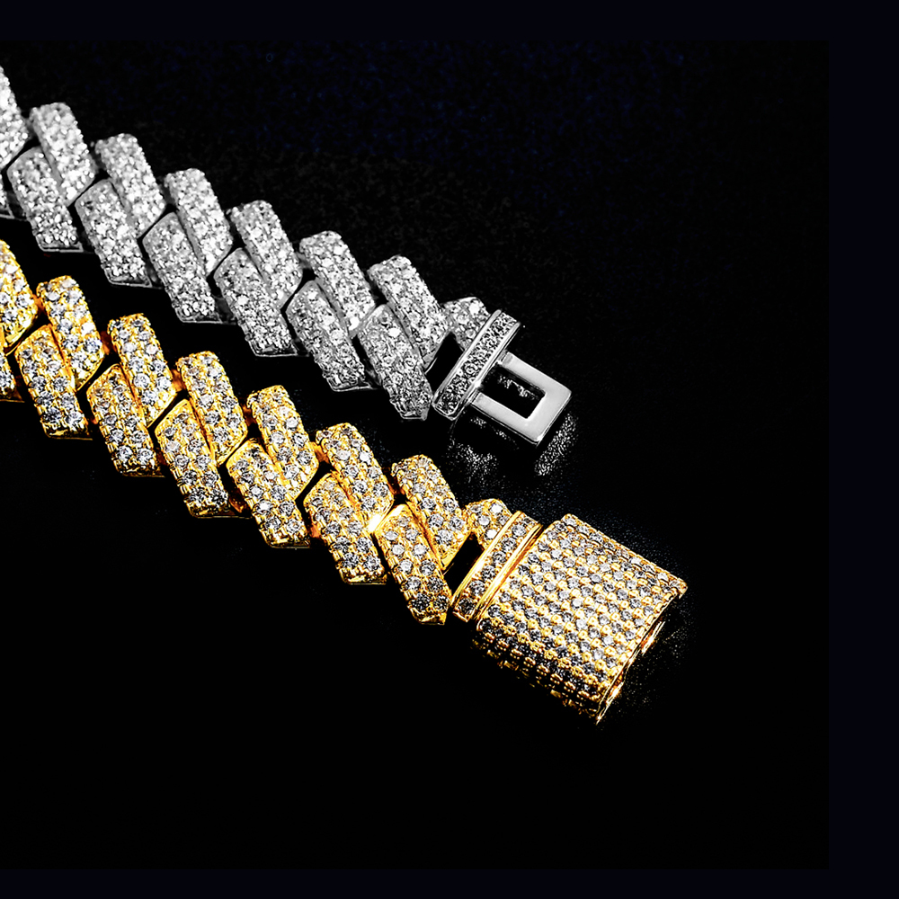14mm Iced Diamond CZ Prong Cuban Link Chain