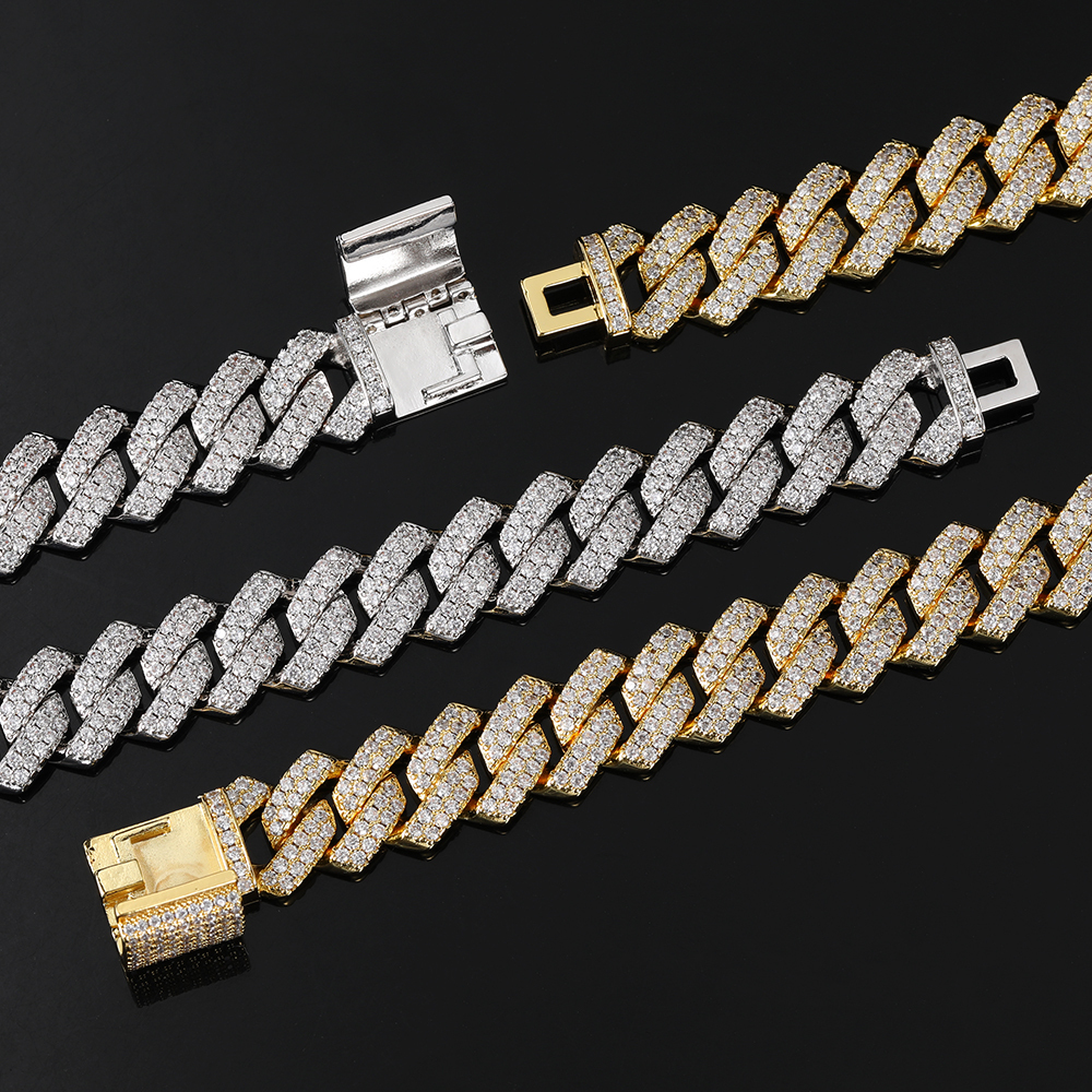 14mm Iced Diamond CZ Prong Cuban Link Chain