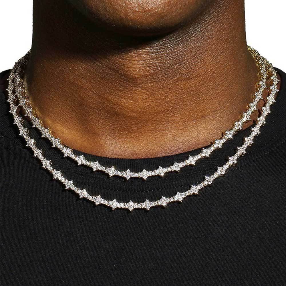 6.5mm Cross Iced Out Tennis Chain Necklace