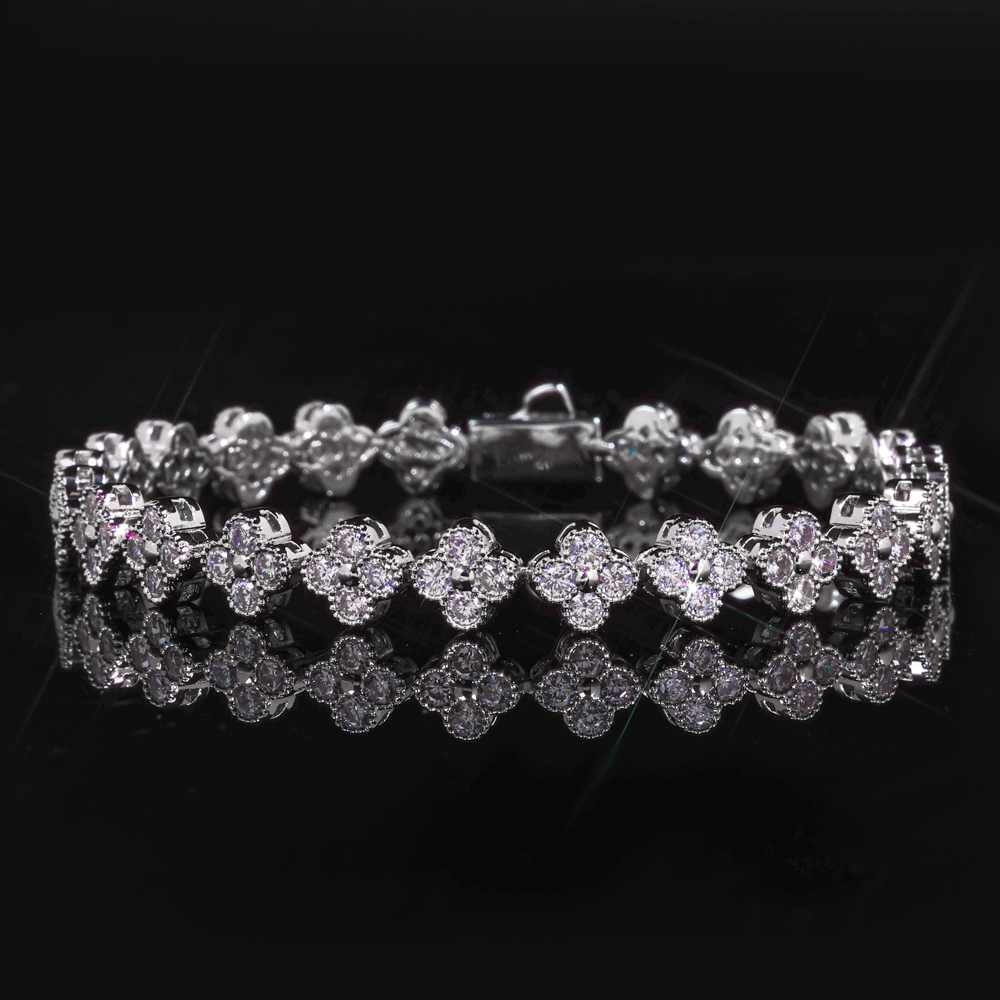 ICEOMG Four Leaf Clover Plum Blossom Iced Out Zircon Bracelet