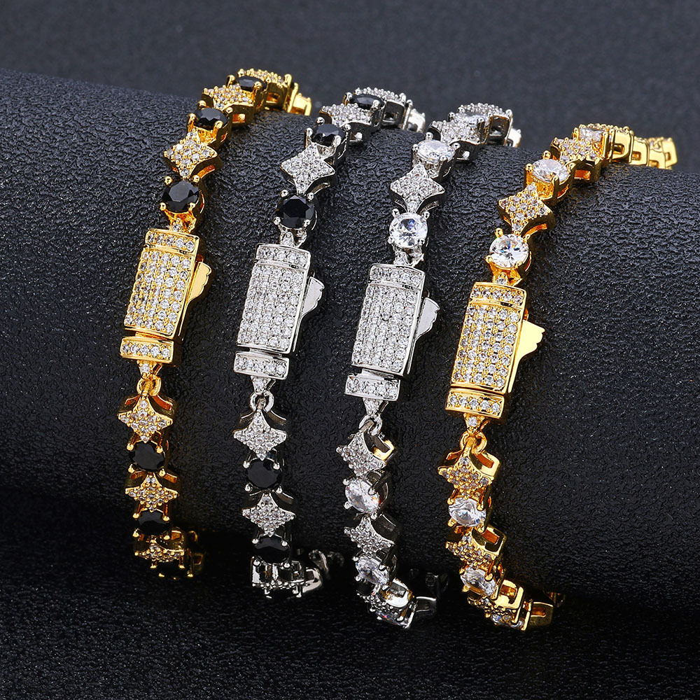 6mm Diamond Star Tennis Bracelet  925 vvs  Hip Hop Bling