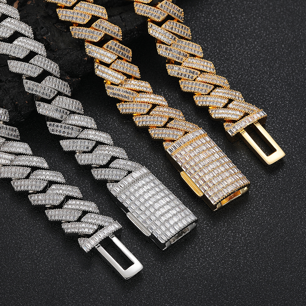 925S & VVS Moissanite 20MM Baguette Cuban Link Chain