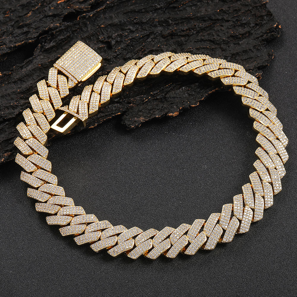 20MM 3-Row Iced Prong Cuban Chain Necklace