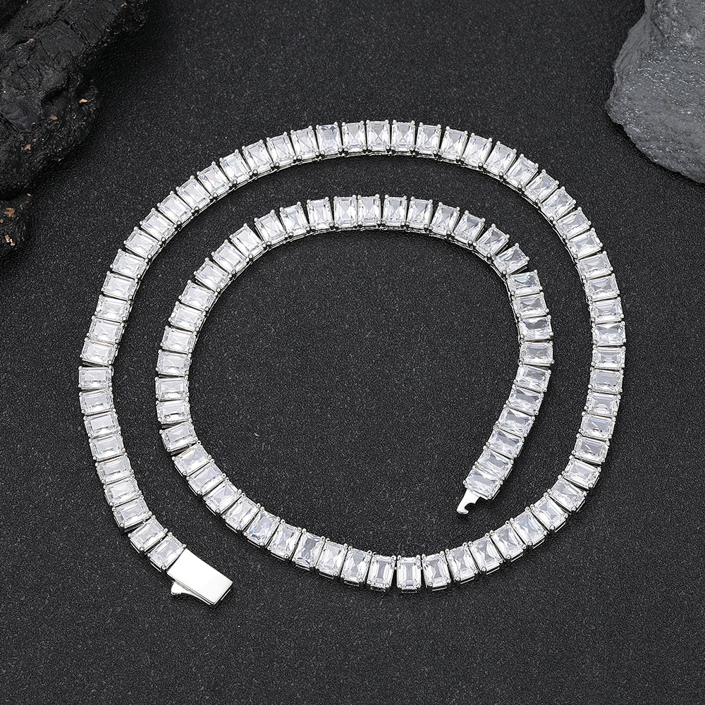 6mm Rectangular Zircon Tennis Necklace