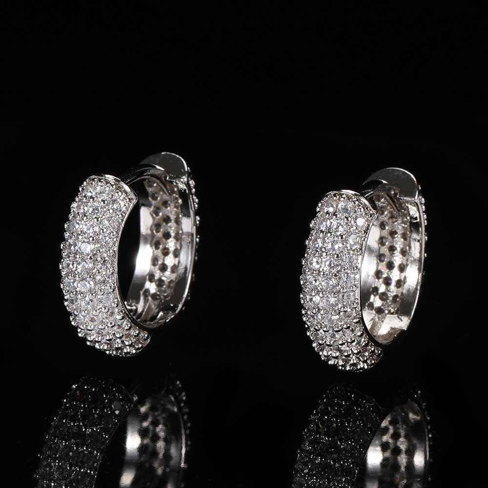 CZ Iced Huggie Hoop Earrings