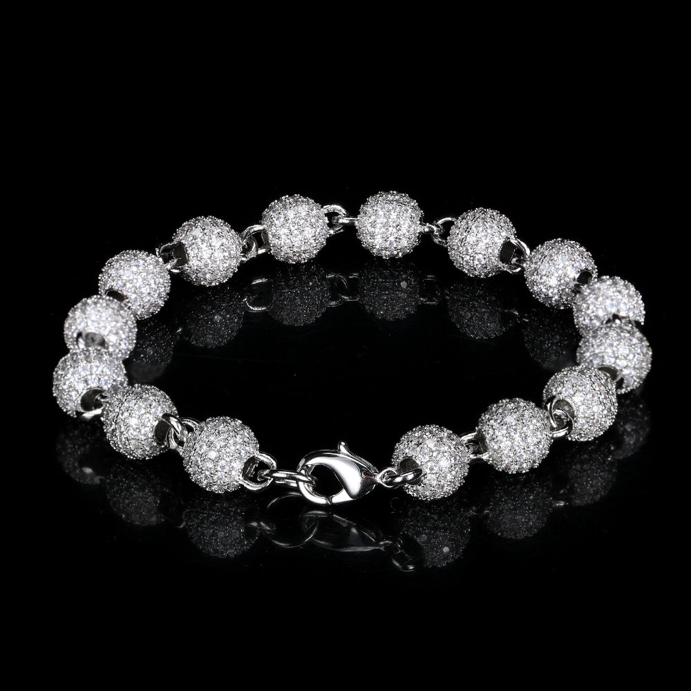 8mm Iced Out CZ Bead Bracelet