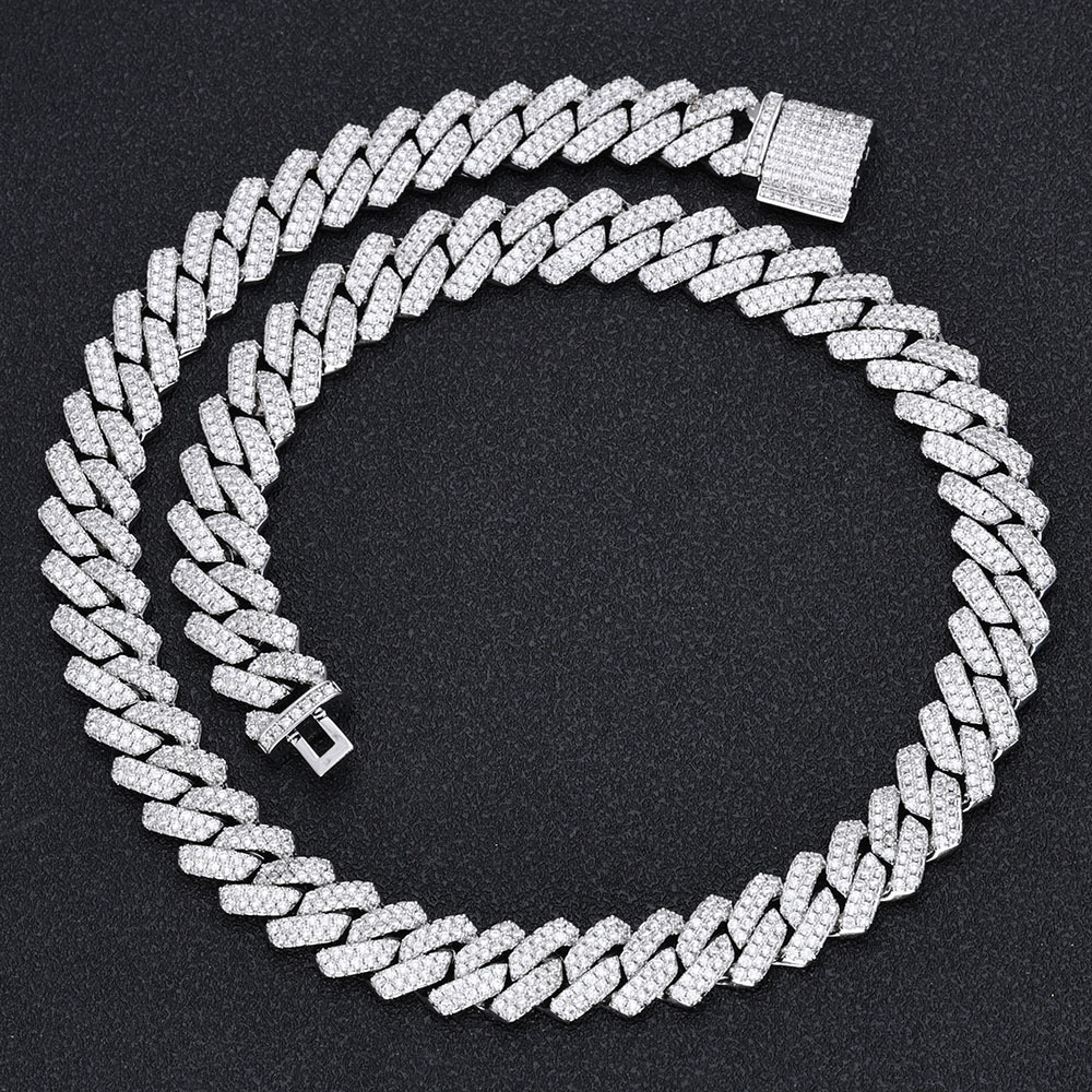 14mm Iced Diamond CZ Prong Cuban Link Chain