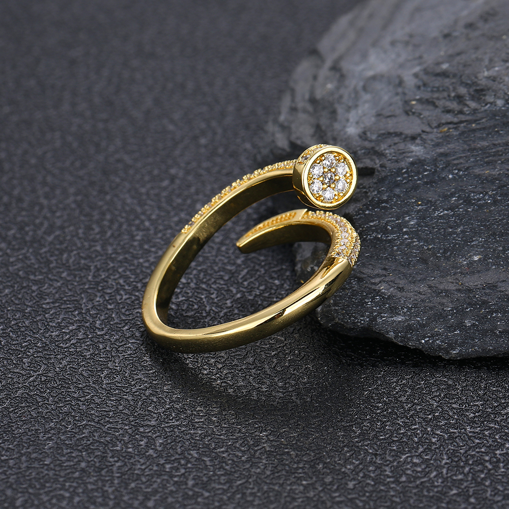 Iced Out 18k Gold Plated Bling 5A CZ Punk Nail Rings
