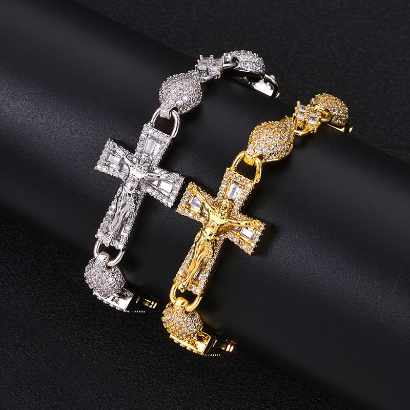 8mm Iced Out Cross Infinity Bracelet