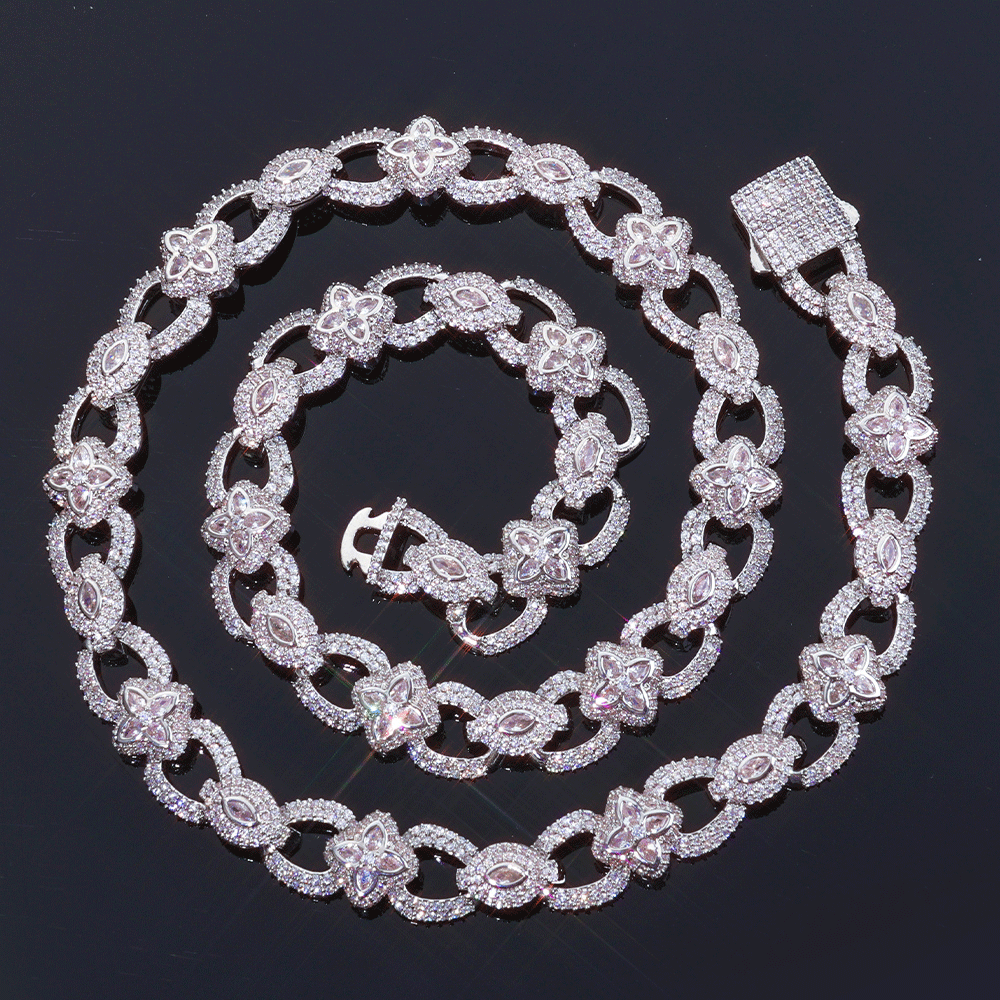 Four Leaf Clover Cross with Eye Link Chain Necklace