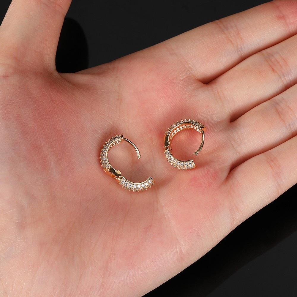 CZ Iced Huggie Hoop Earrings