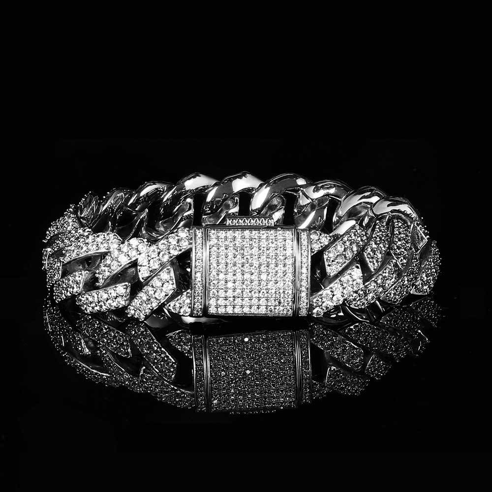 925S & VVS Moissanite 15mm Cuban Bracelet
