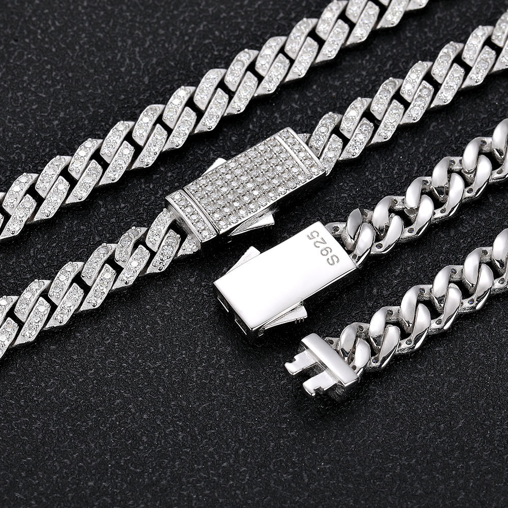 8mm VVS Moissanite Cuban Bracelet 925 Silver Pass Diamond Tester