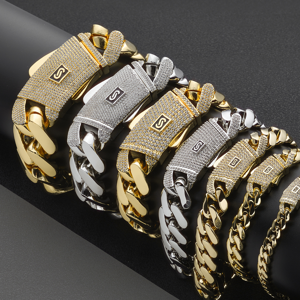 14K Gold Plated Solid Thick Monaco Cuban Link Bracelet