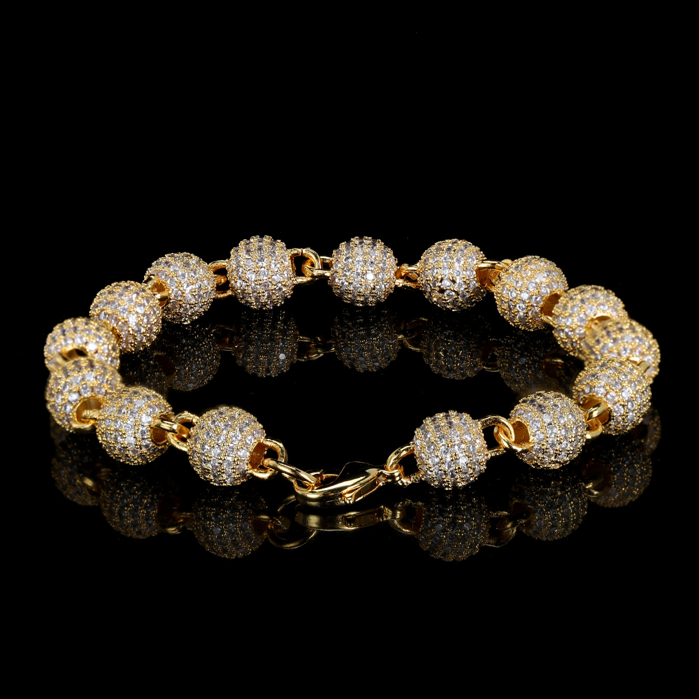 8mm Iced Out CZ Bead Bracelet