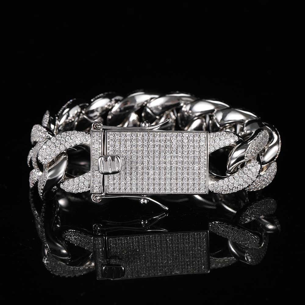 18mm 3 Row Iced Out CZ Cuban Link Bracelet