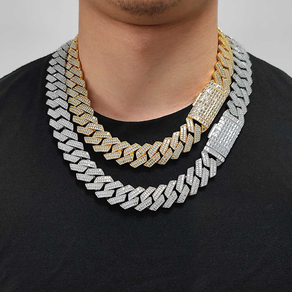 925S & VVS Moissanite 20MM Baguette Cuban Link Chain