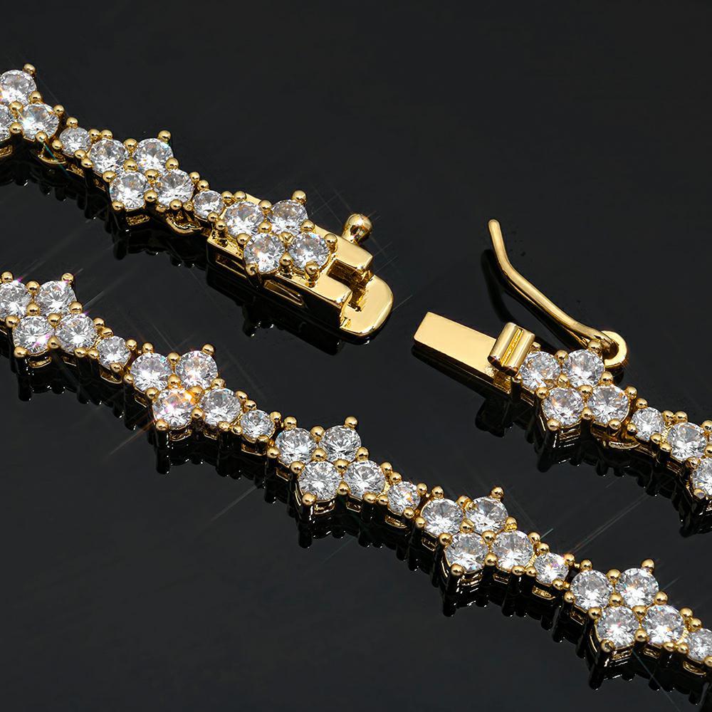 6.5mm Iced Out VVS Moissanite Flower Shape Tennis Chain Bracelet