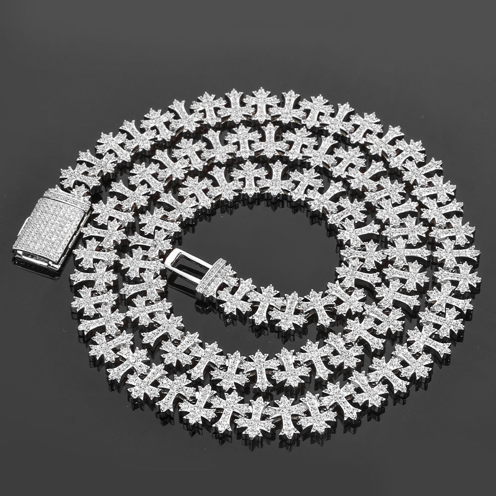 11mm Iced Out Cross Cuban Link Chain Necklace