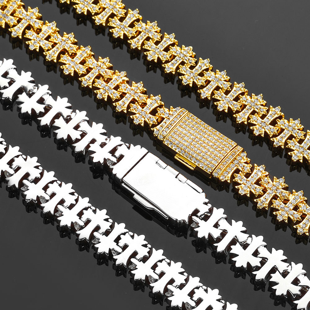 11mm Iced Out Cross Cuban Link Chain Necklace