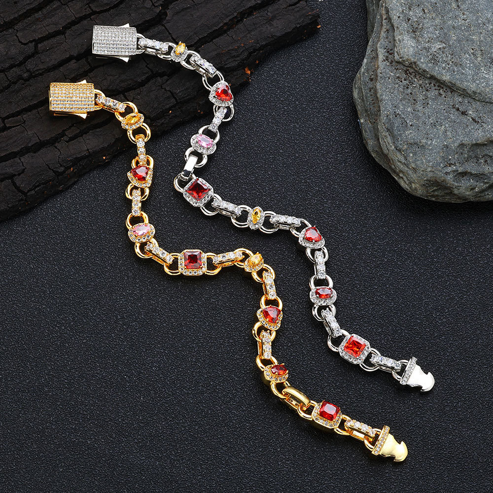 10MM Geometric Shape Red Zircon Necklace