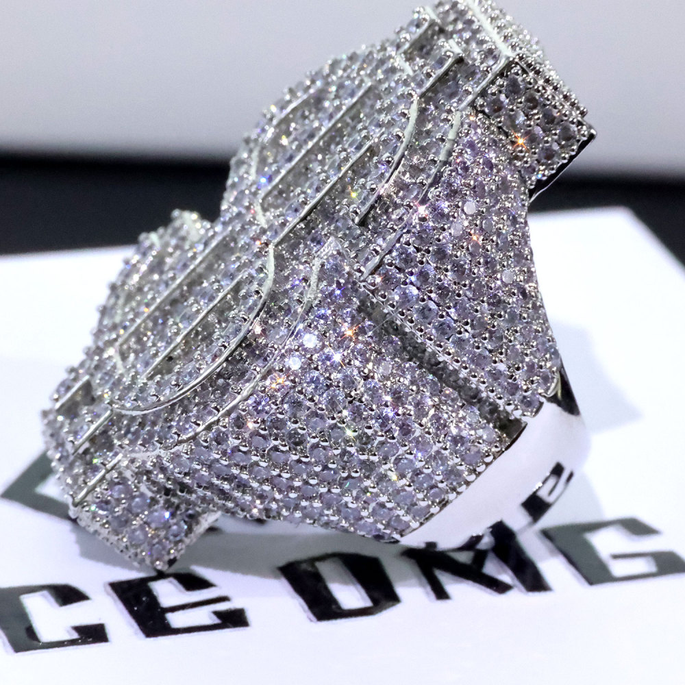 18K Yellow Gold-Plated Iced 5A CZ US Dollar Ring