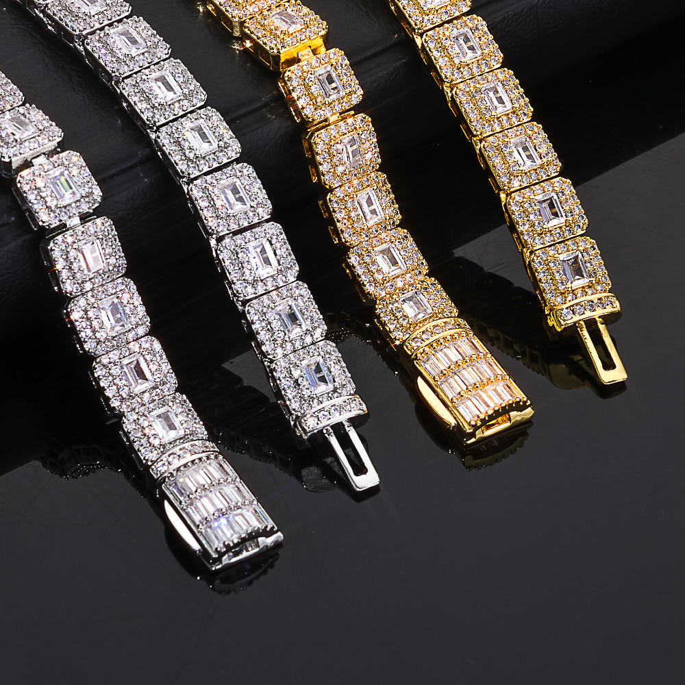 Mixed Inlay Baguette Round Cut Zircon Tennis Chain Necklace