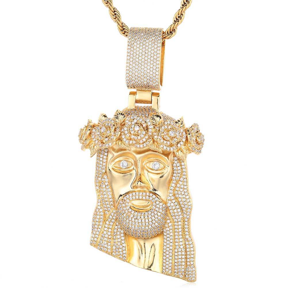 Rose Iced Jesus Pendant