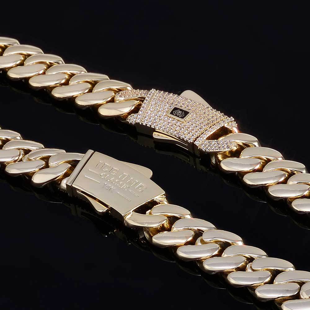 Monaco Clasp Flat Miami 14K  Cuban Link Chain