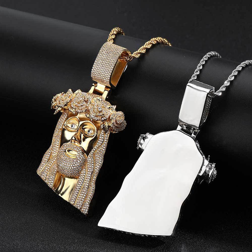 Rose Iced Jesus Pendant