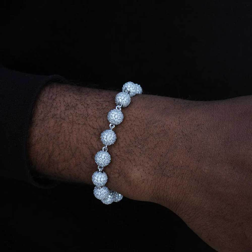 8mm Iced Out CZ Bead Bracelet