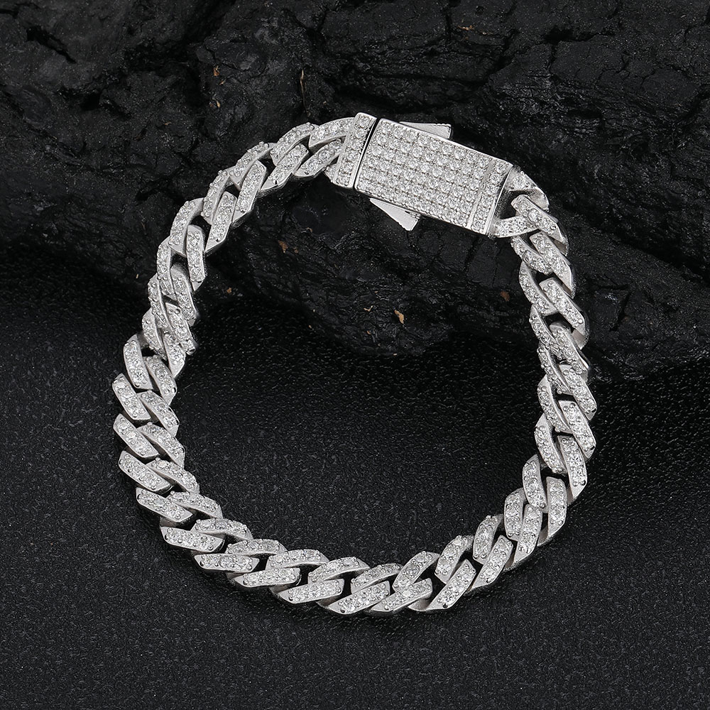 8mm VVS Moissanite cuban link Bracelet 925 Silver