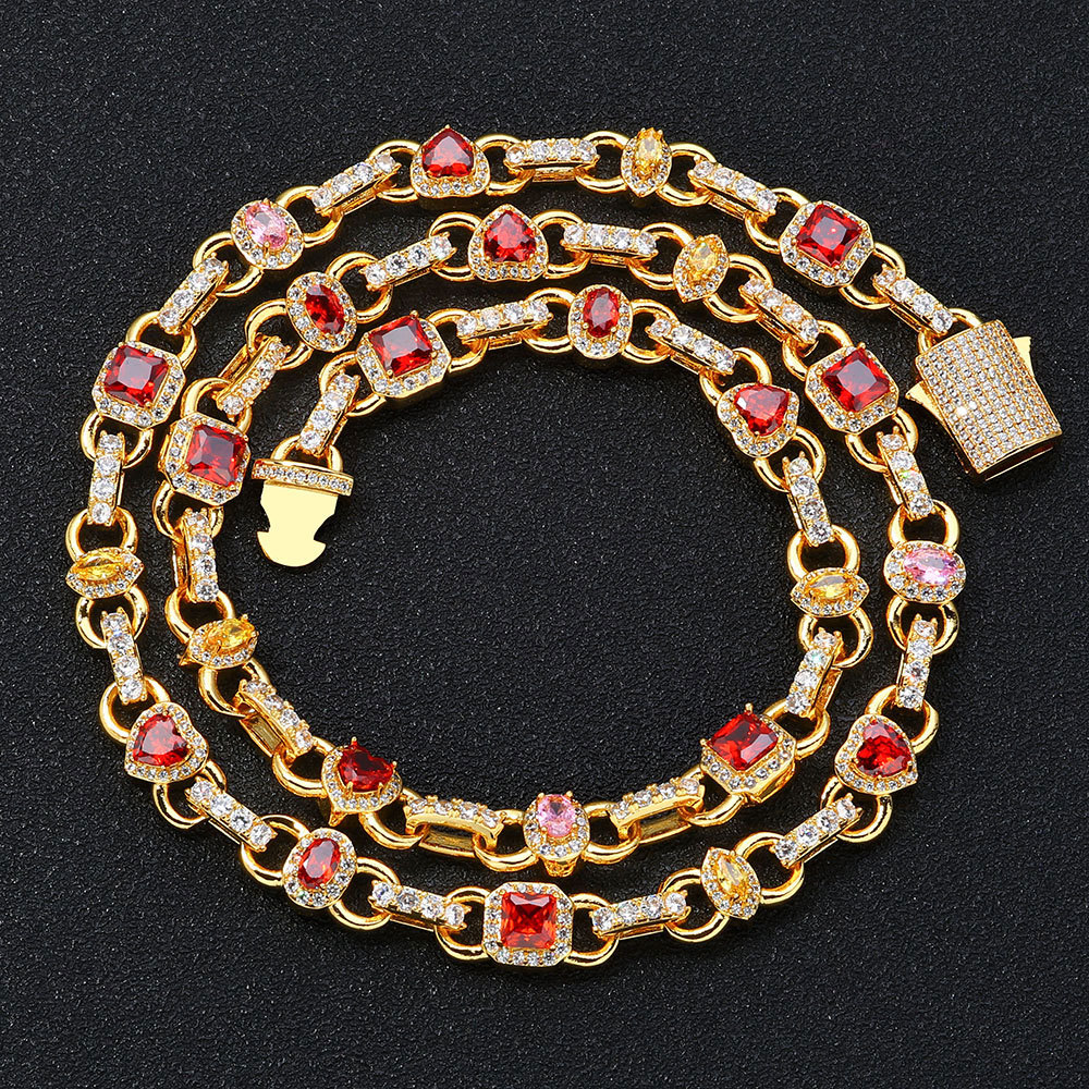 10mm Geometric Red Zircon Necklace - ICEOMG