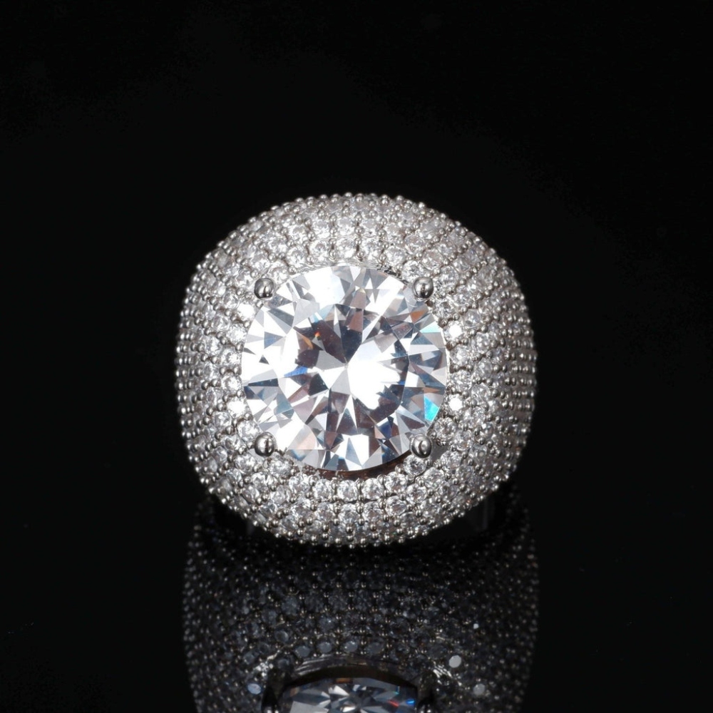 Iced Diamond Clustered Band Ring