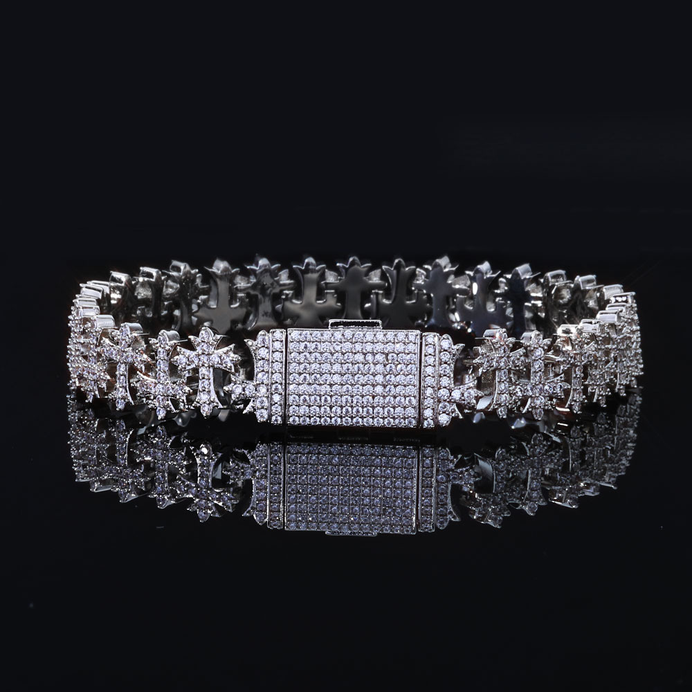 11mm Hip Hop Cross Cuban Link Bracelet