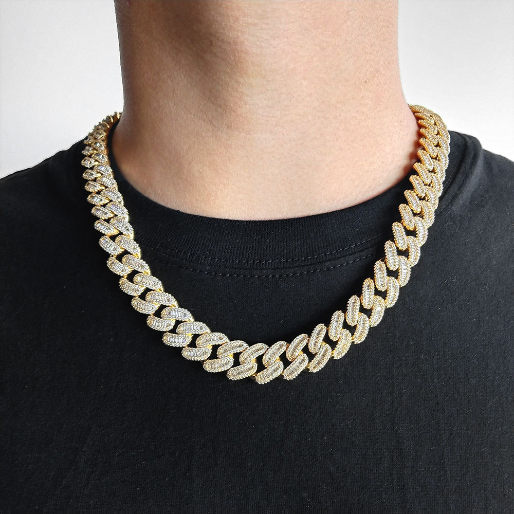 15mm Baguette Iced Out Cuban Link Chain
