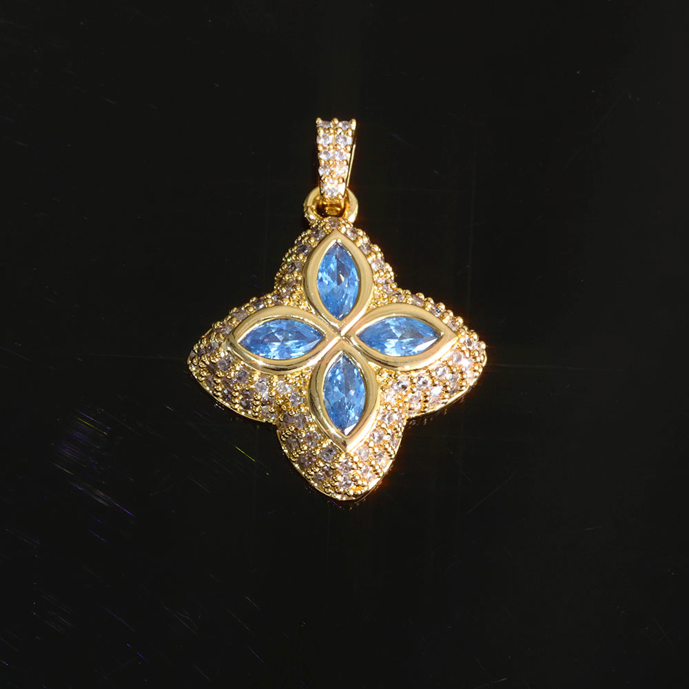 ICEOMG Four-Leaf Clover Colorful Cubic Zirconia Gold Plated Pendant