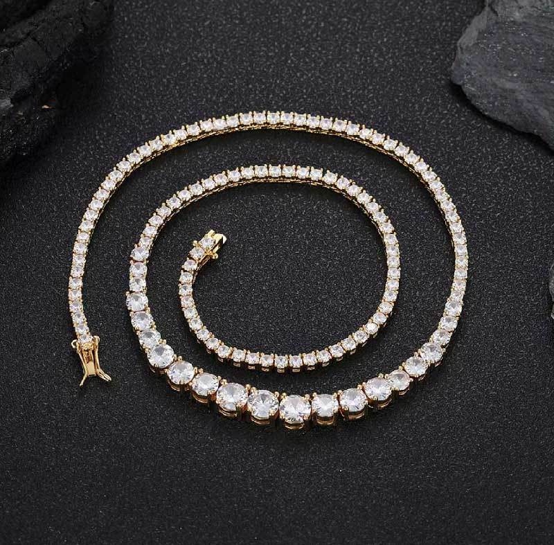 Bling CZ Gradient Tennis Chain  Hip Hop Necklace for Women