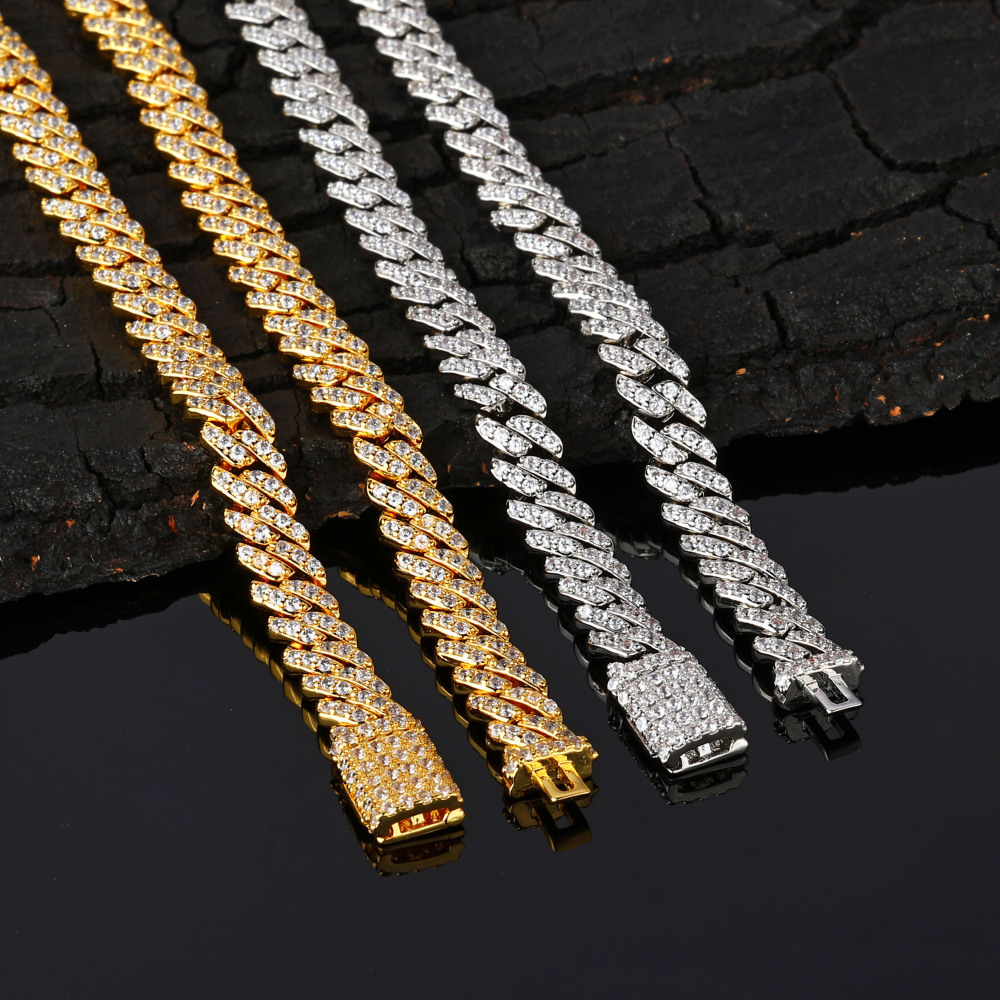 6mm Moissanite Cuban Necklace  White Gold 925 Silve