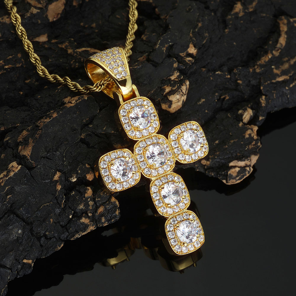 Large Cubic Zirconia Cross Pendant Necklace – Iced Out jewelry