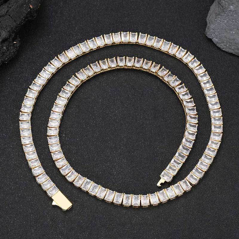 18K Gold Plated 6mm Rectangular Zircon Tennis Chain