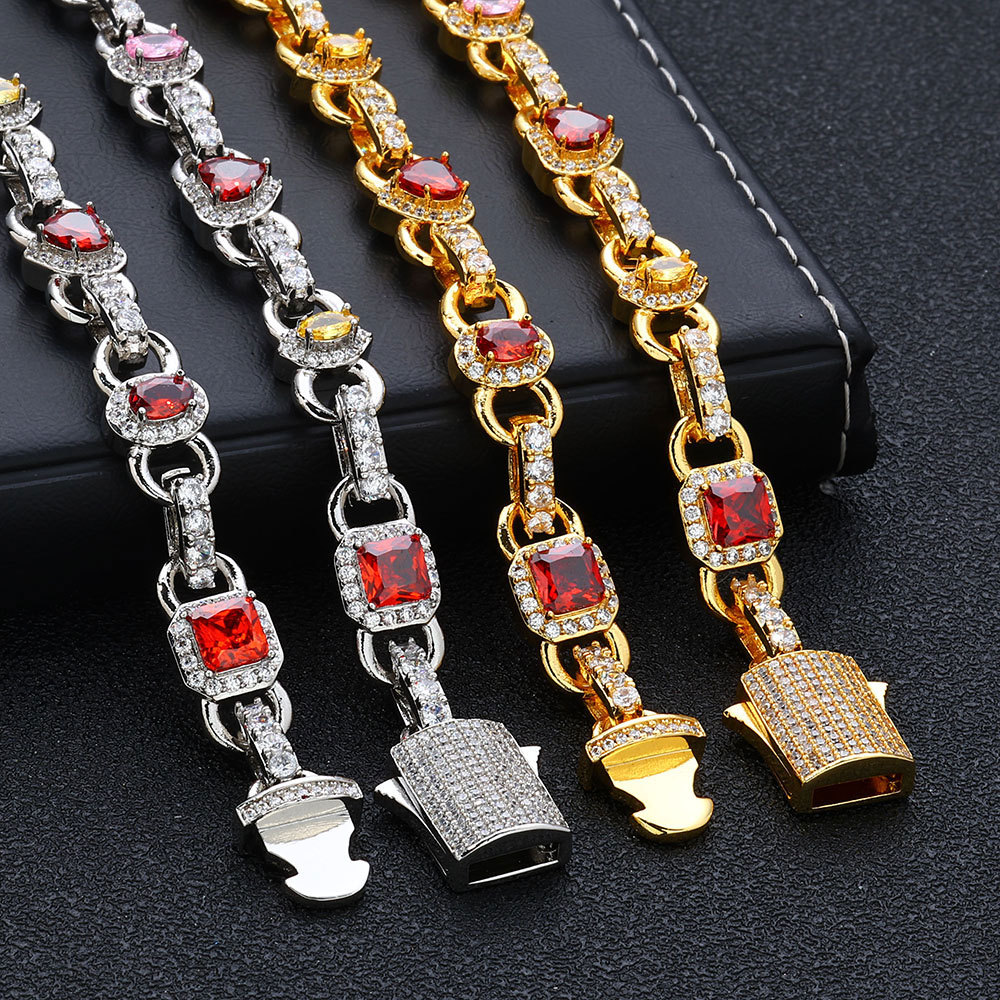 10MM Geometric Shape Red Zircon Necklace