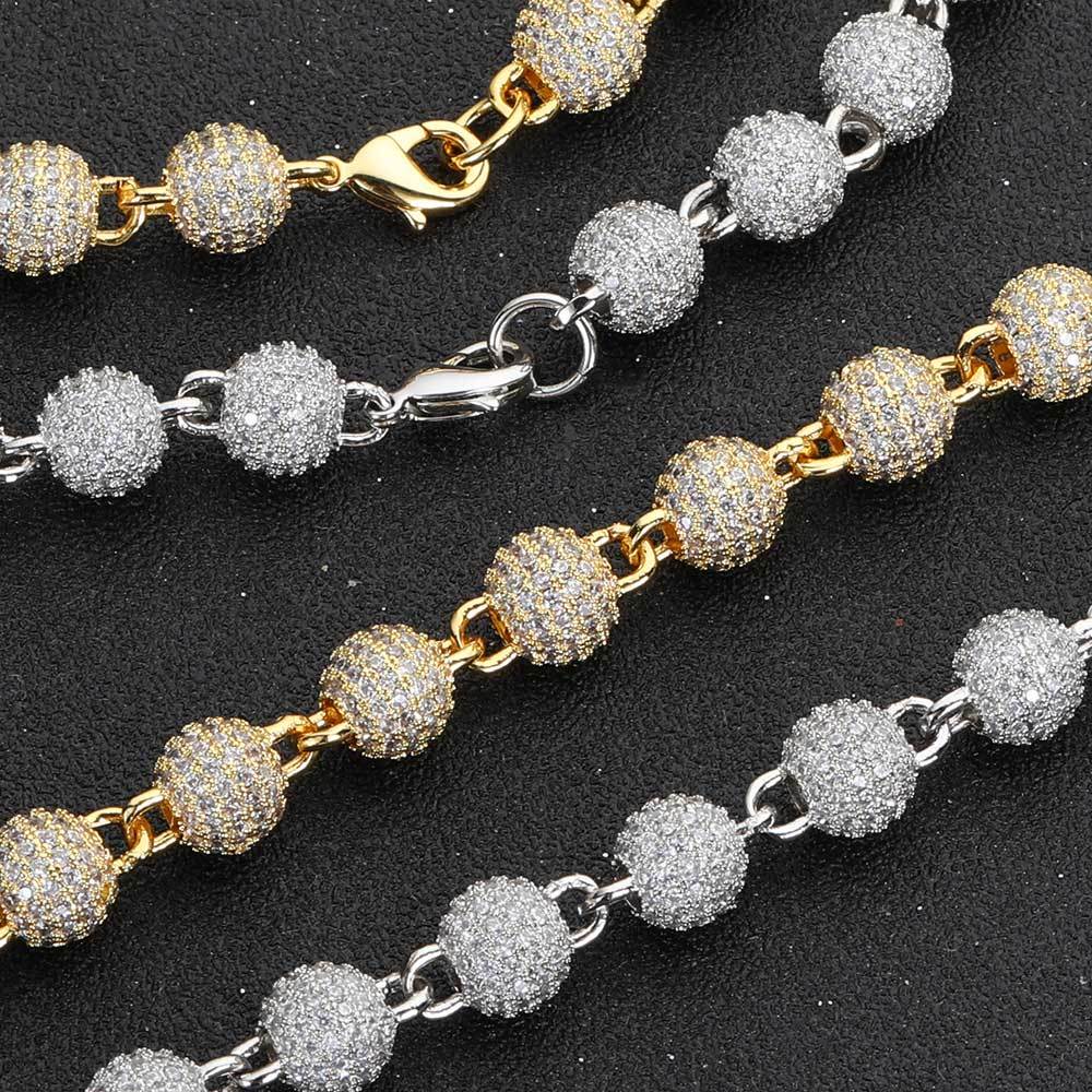 8mm Iced Out CZ Bead Bracelet