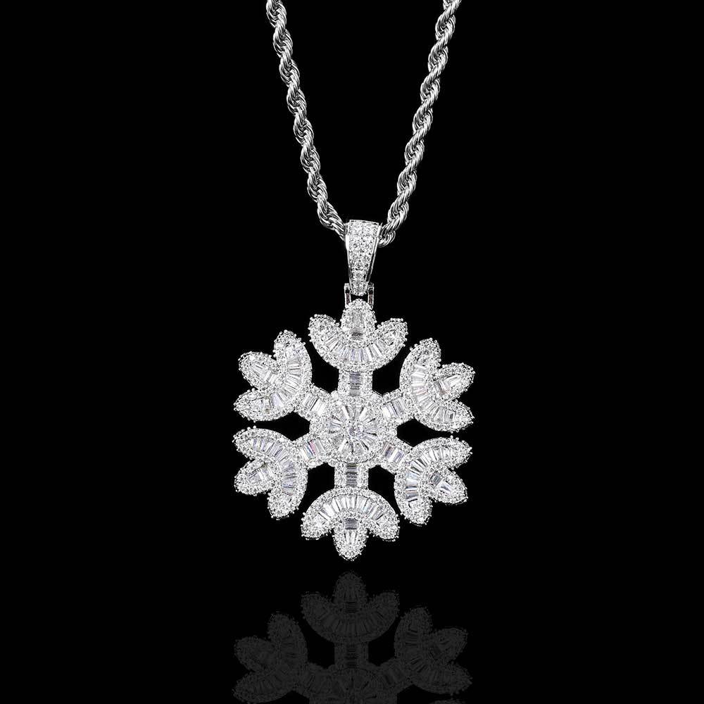 ced Out Snowflake Pendant Necklace – Gold Plated Hip Hop Jewelry