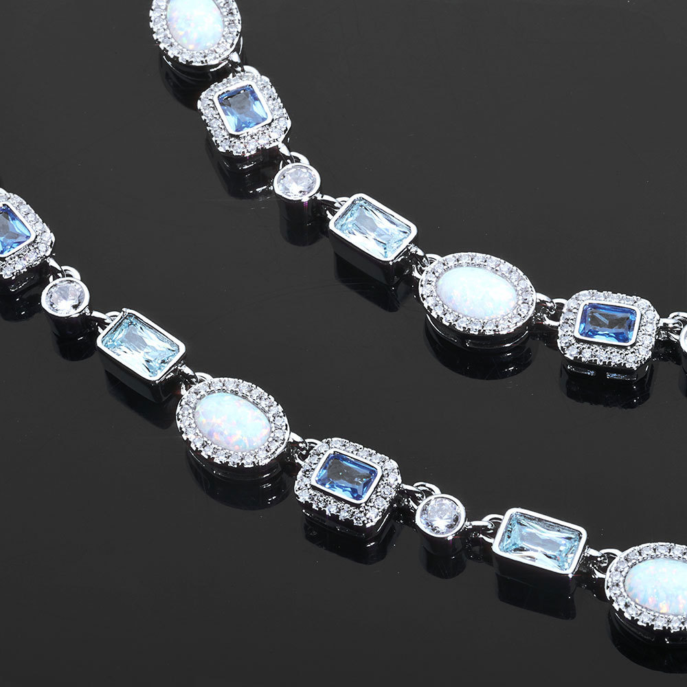 Multicolor Zircon Gemstone Geometric Chain Necklace