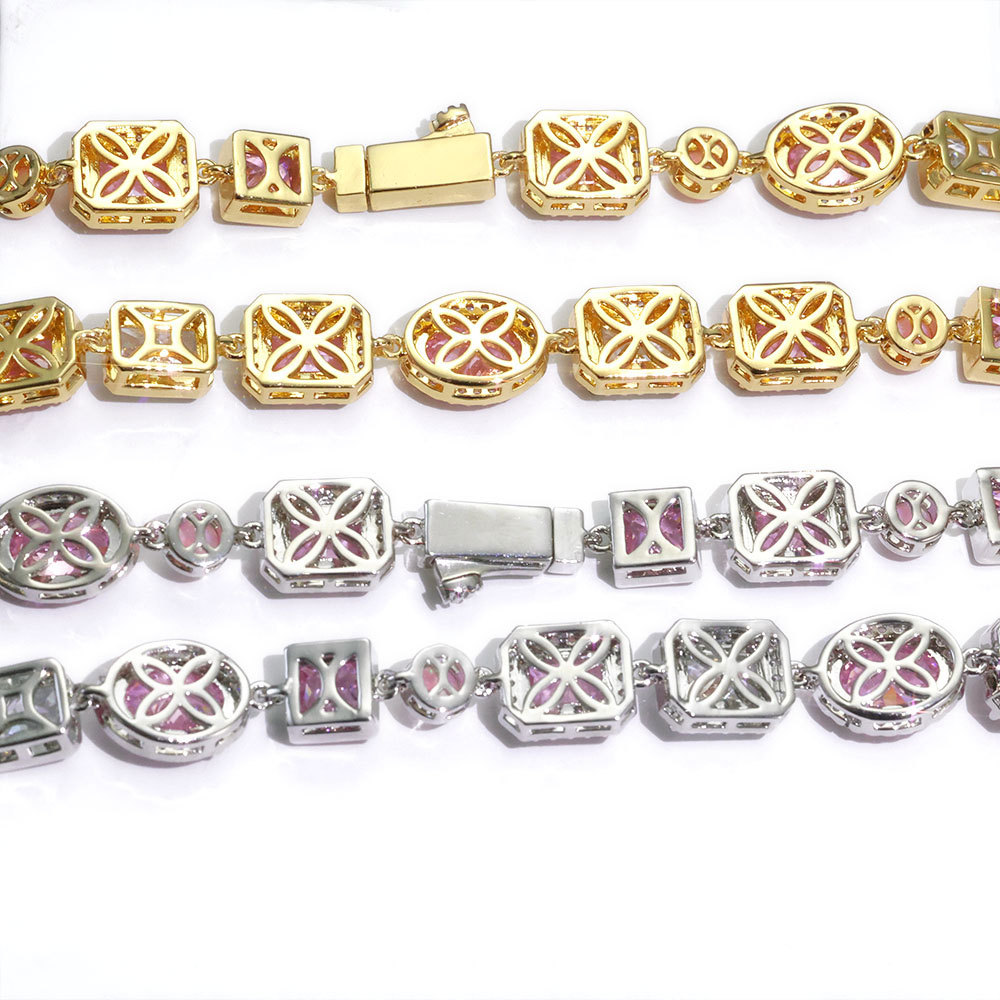 10mm Opal Pink Cz Stone Chain Necklace
